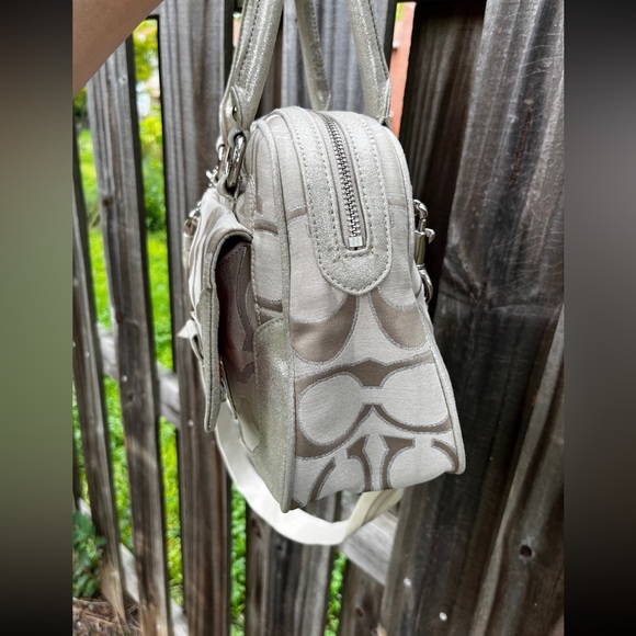 Coach Metallic Sateen Poppy Pushlock Satchel Crossbody - Picture 5 of 12